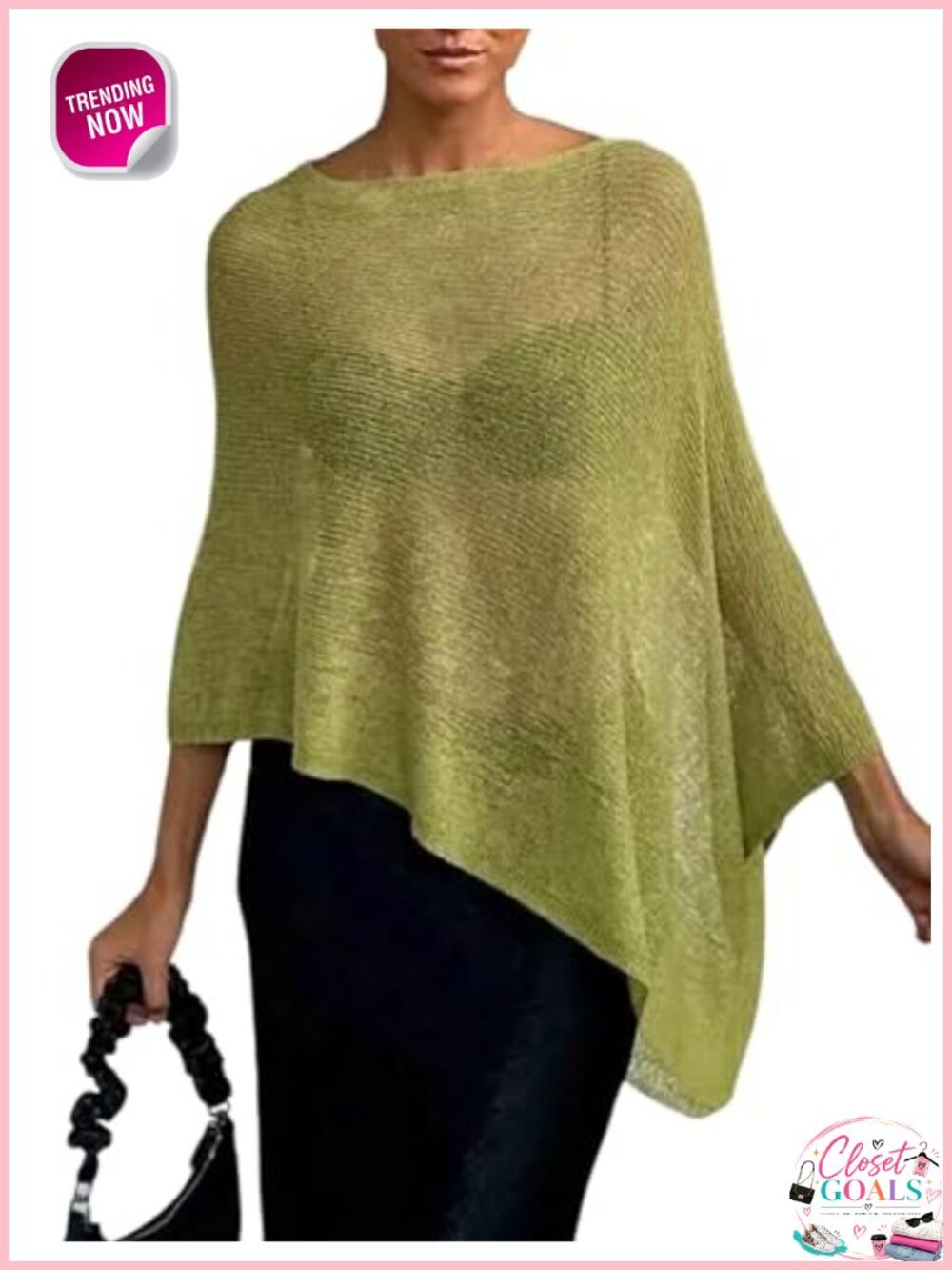 Sheer Knit Poncho Shawl Cape Wrap Asymmetrical Hem Lightweight Sweater